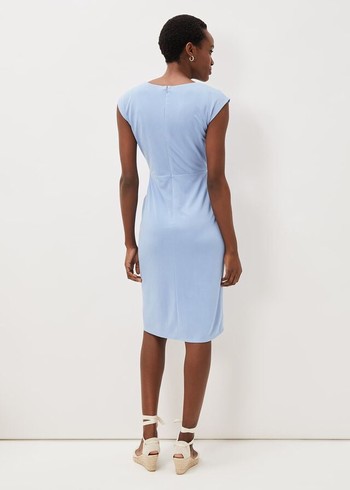 Phase Eight Adeliade Tie Front Dress Blue USA | 2859340-TI